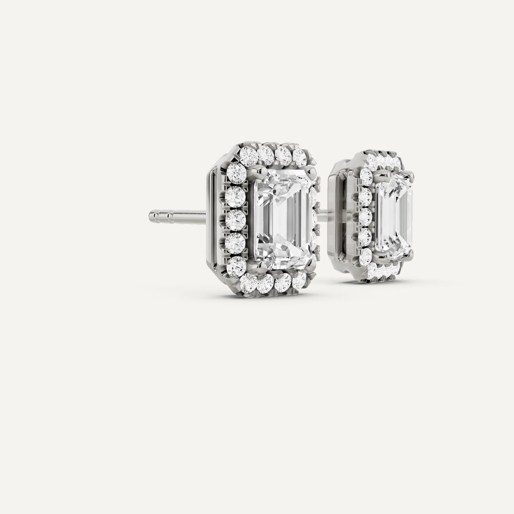 1 3/4 ctw Emerald Diamond Halo Stud Earrings