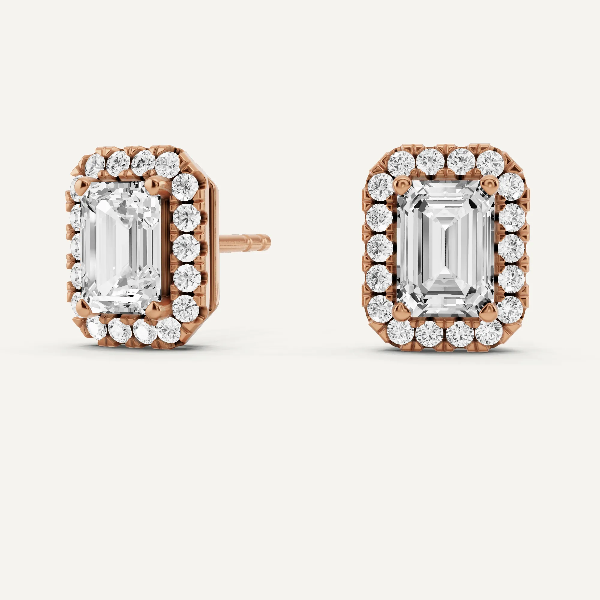 1 3/4 ctw Emerald Diamond Halo Stud Earrings
