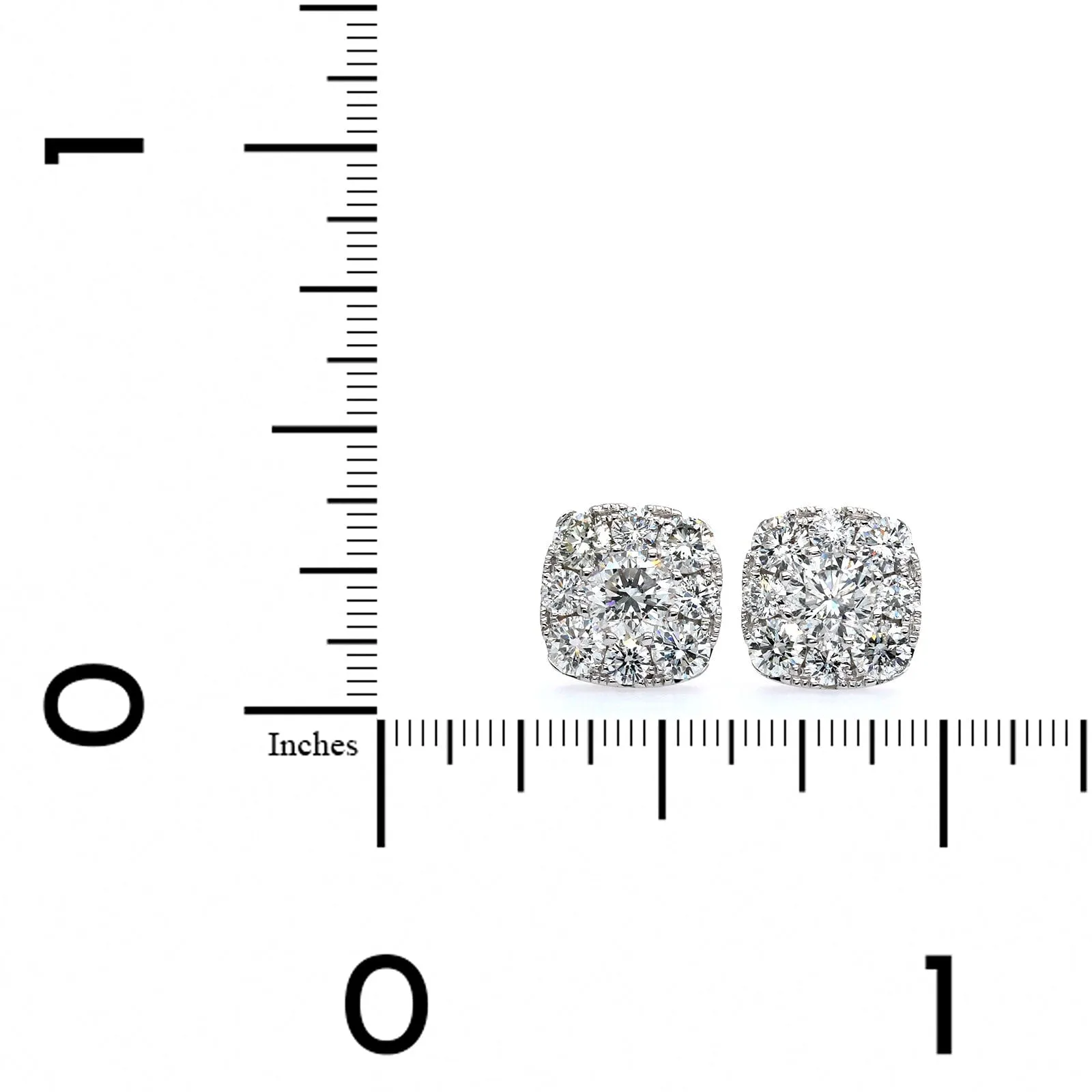 14K White Gold Cushion Shape Diamond Halo Stud Earrings