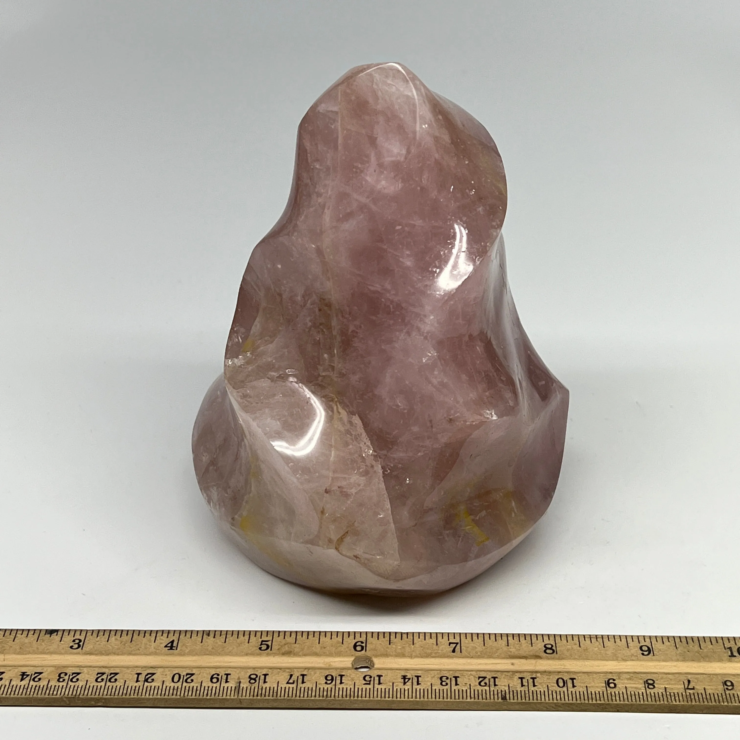 1680g,5.9"x4.3"x3.9" Natural Rose Quartz Flame Crystal Gemstones Reiki, B19566