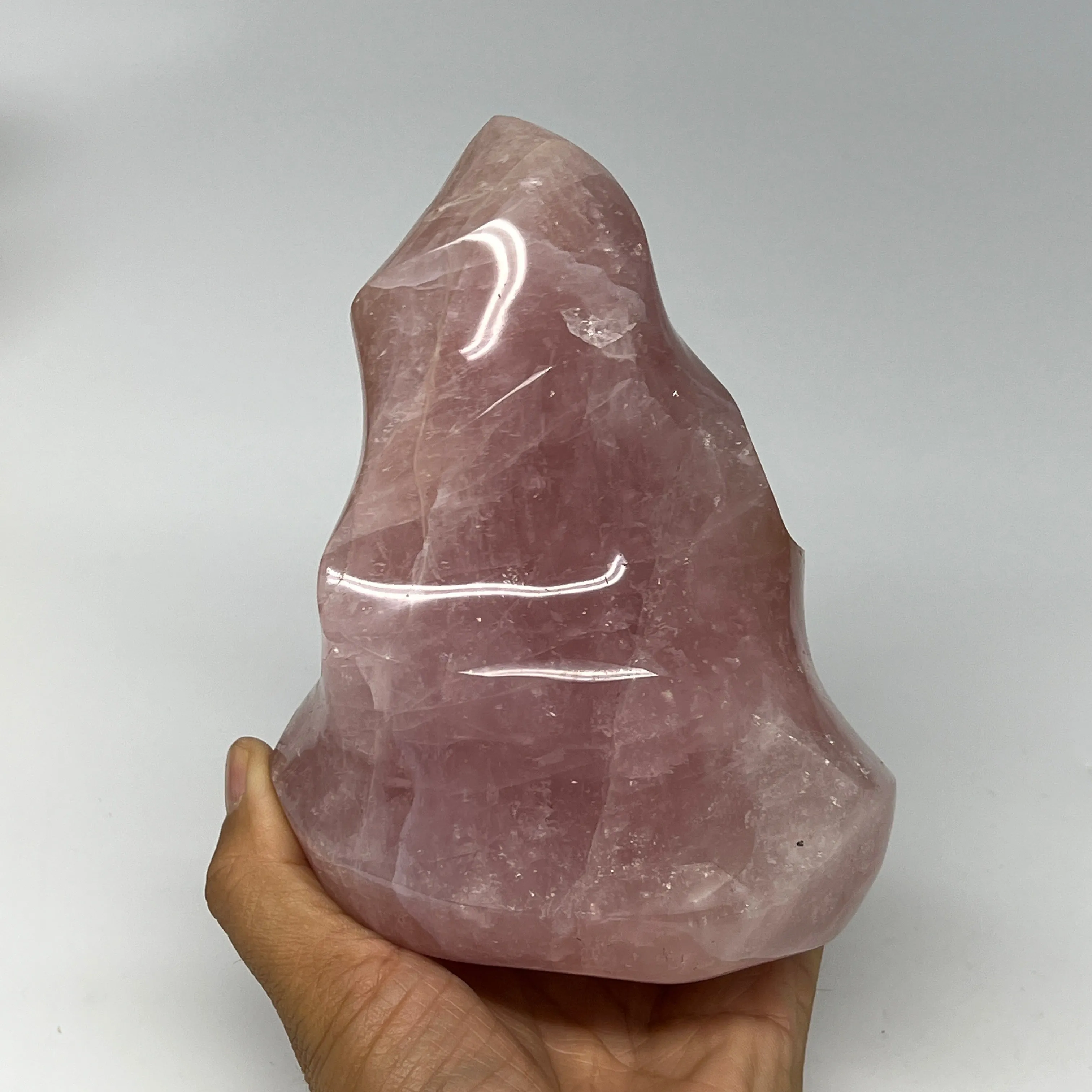 1680g,5.9"x4.3"x3.9" Natural Rose Quartz Flame Crystal Gemstones Reiki, B19566