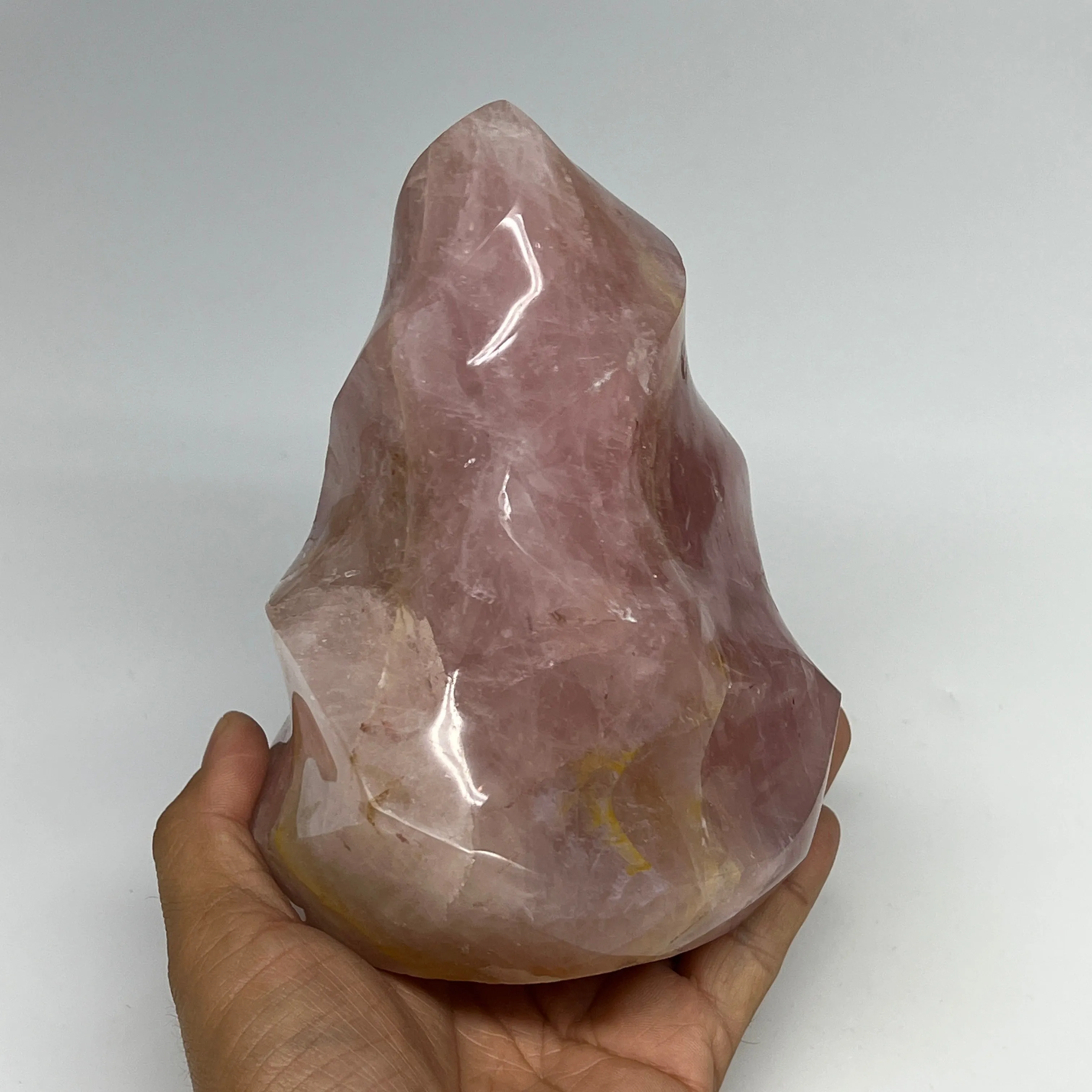 1680g,5.9"x4.3"x3.9" Natural Rose Quartz Flame Crystal Gemstones Reiki, B19566