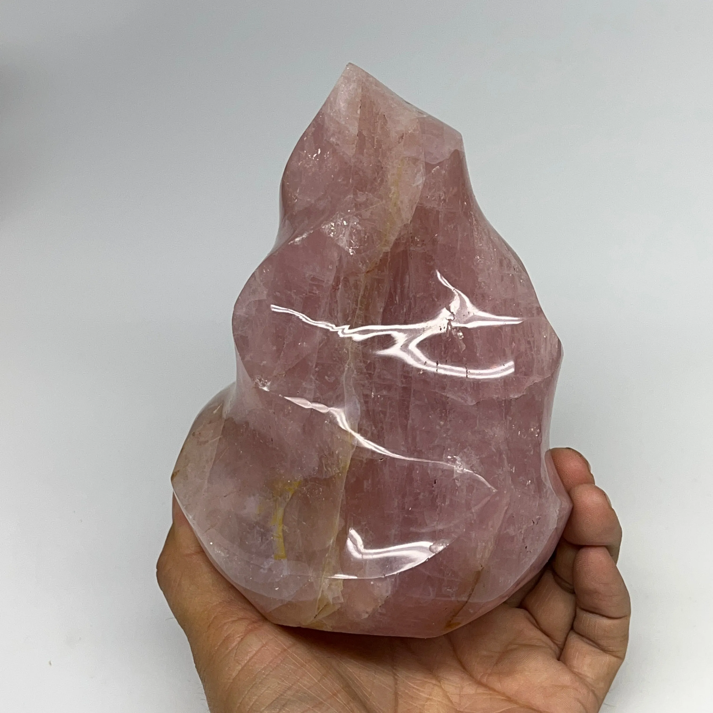 1680g,5.9"x4.3"x3.9" Natural Rose Quartz Flame Crystal Gemstones Reiki, B19566