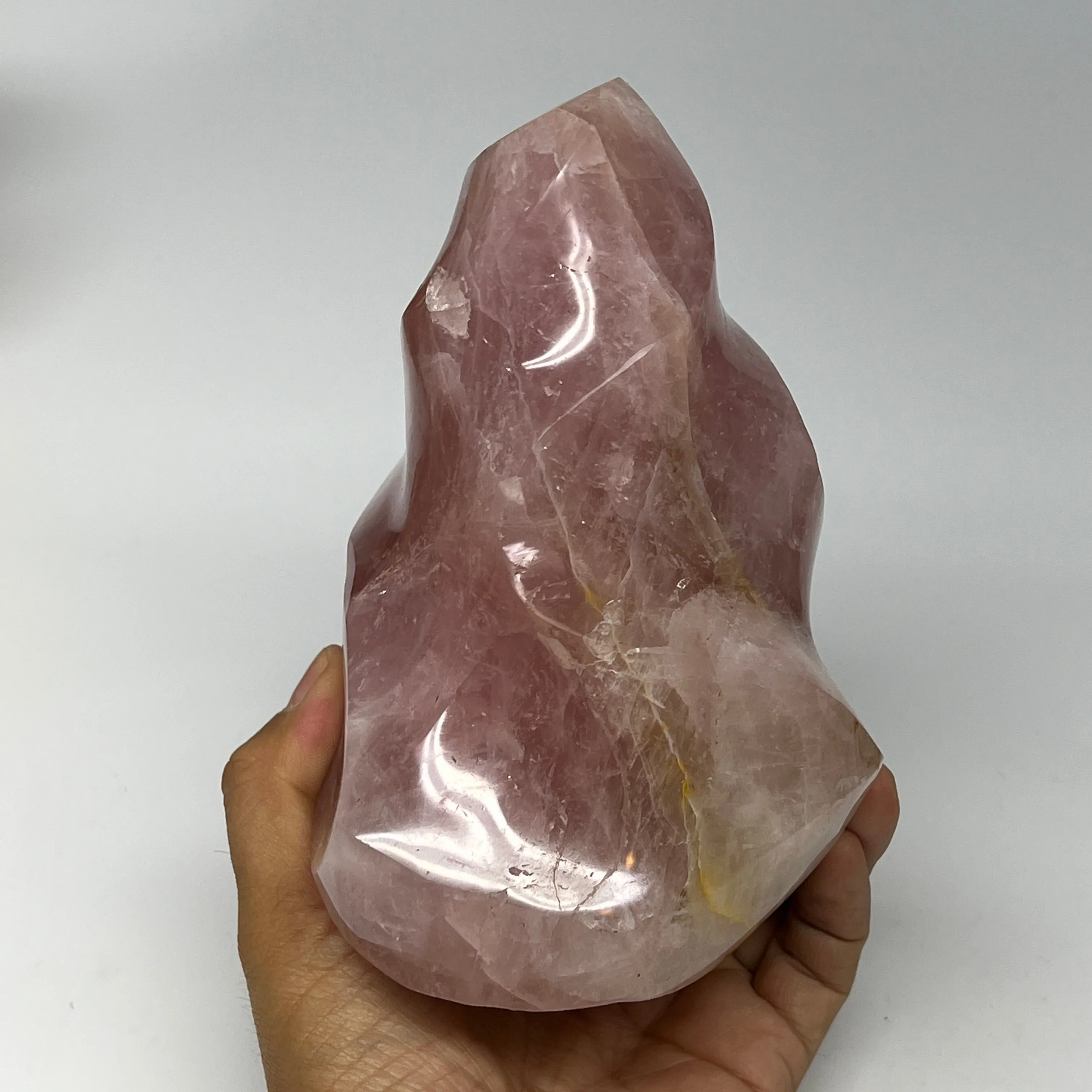1680g,5.9"x4.3"x3.9" Natural Rose Quartz Flame Crystal Gemstones Reiki, B19566