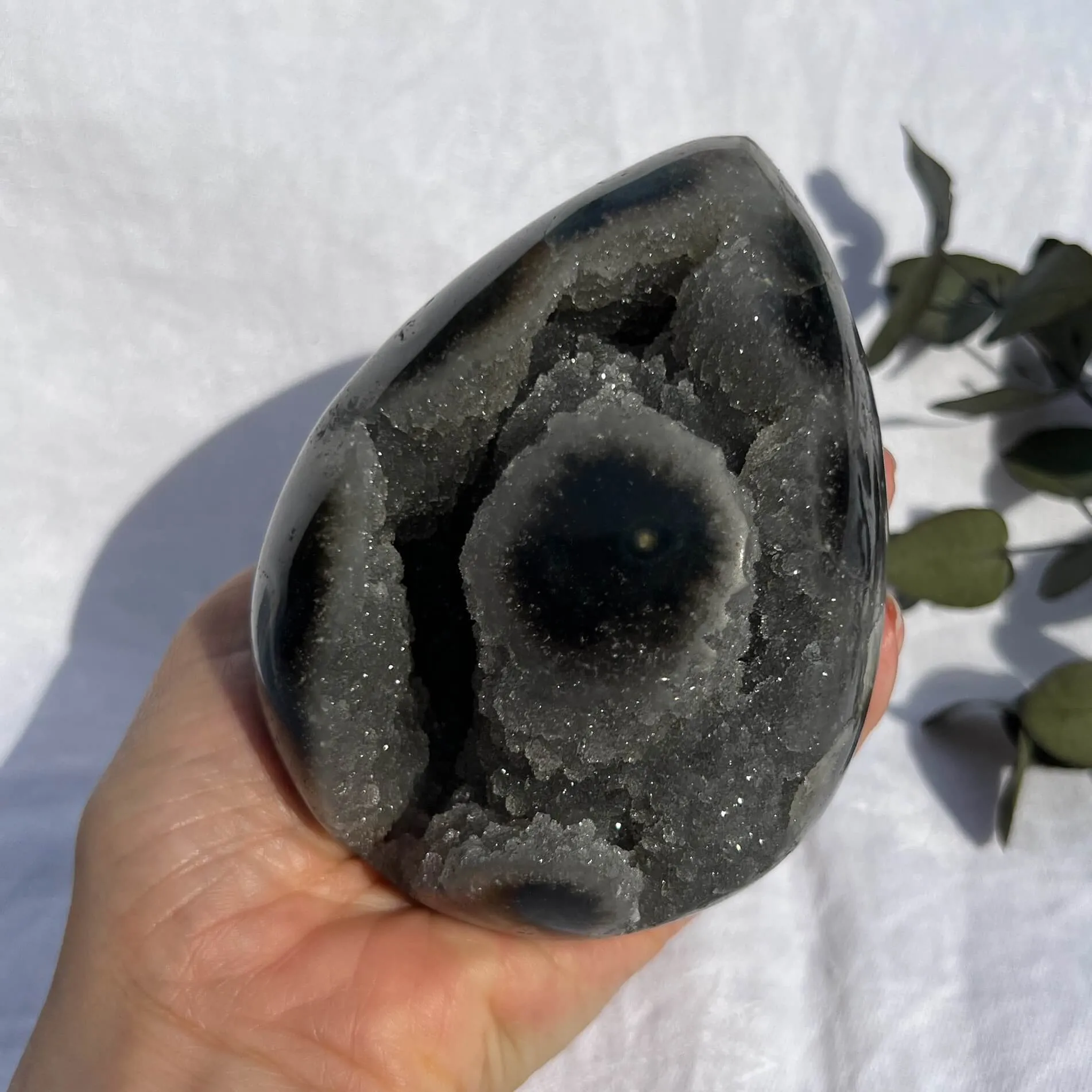 Black Amethyst Crystal Geode Egg