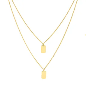 Double Dog Tag Adjustable Duet Necklace