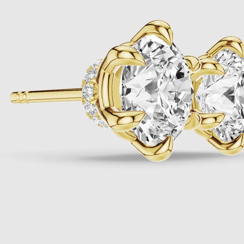 Hidden Halo 6-Prong Solitaire Lab Grown Diamond Studs-Round