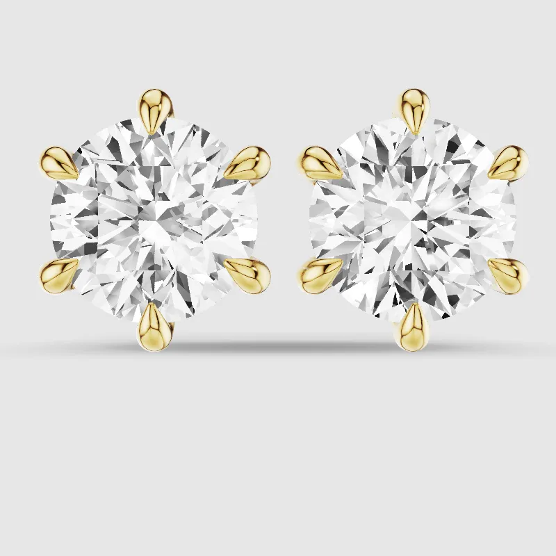 Hidden Halo 6-Prong Solitaire Lab Grown Diamond Studs-Round