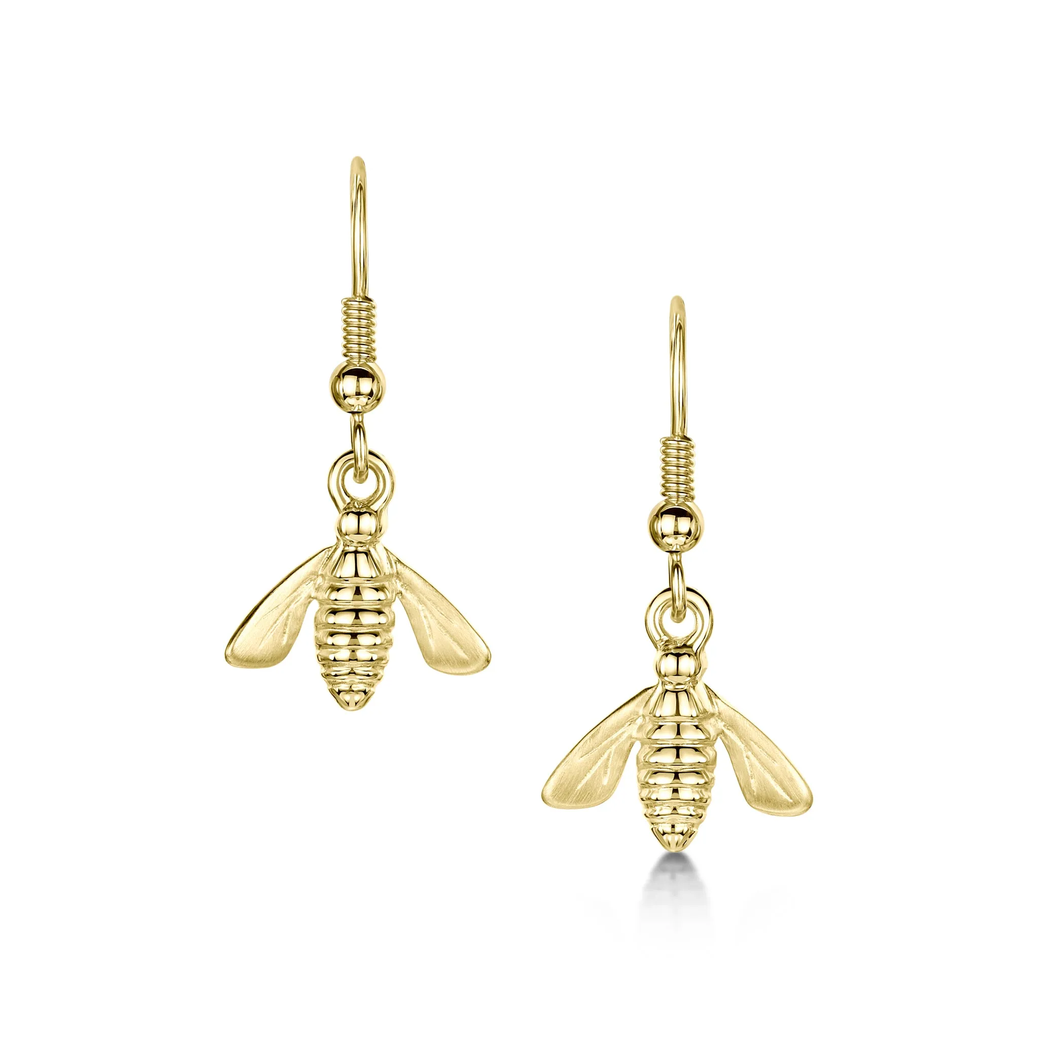 Honeybee Large Drop Earrings in 9ct Yellow Gold