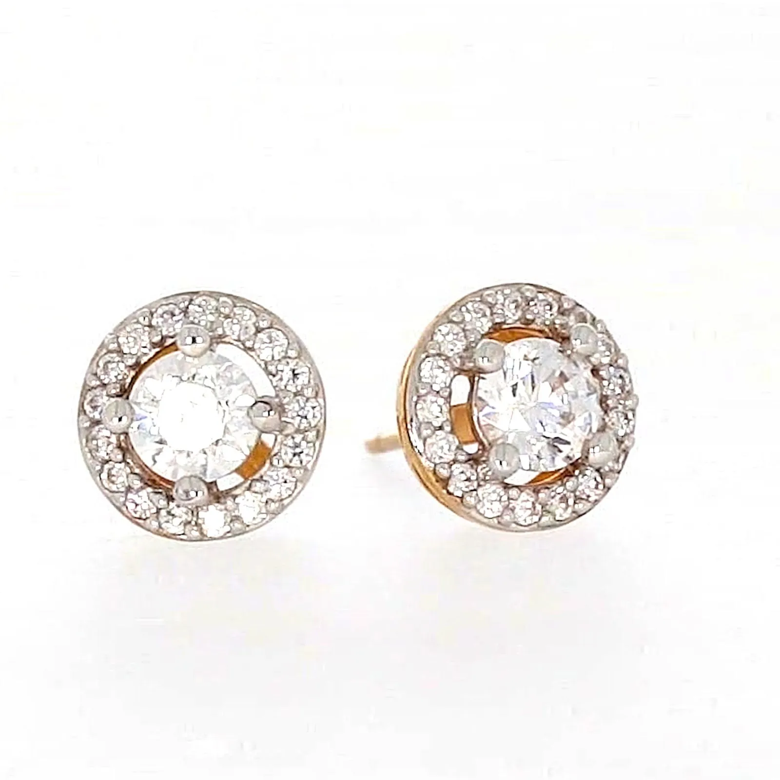 HUSH 9ct Yellow Gold Round Brilliant Cut with 0.60 CARAT tw of Diamond Simulants  Stud Earrings