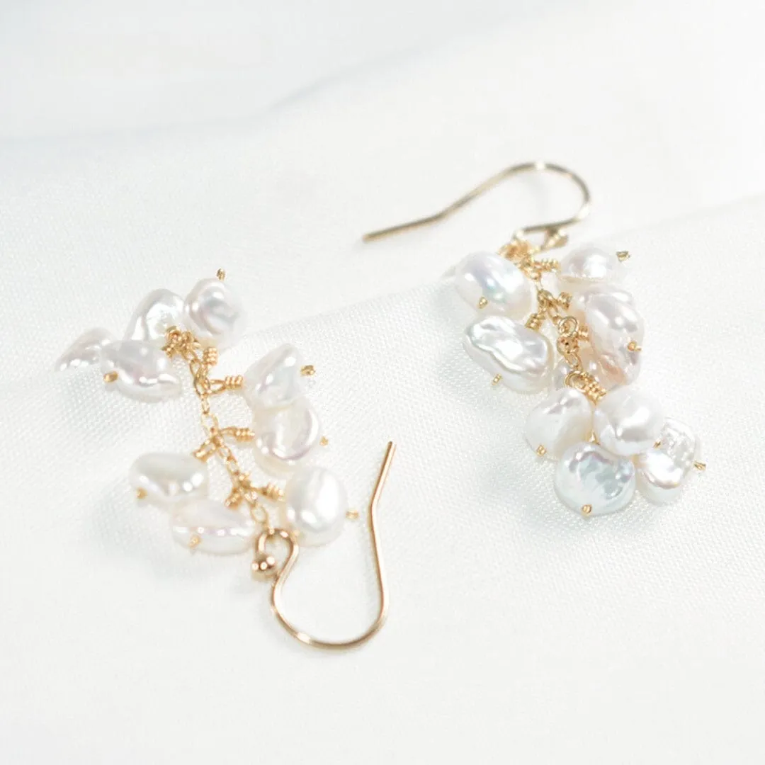 Natural Baroque Pearl Cluster Earrings |14K Gold Filled - Tarnish Resist