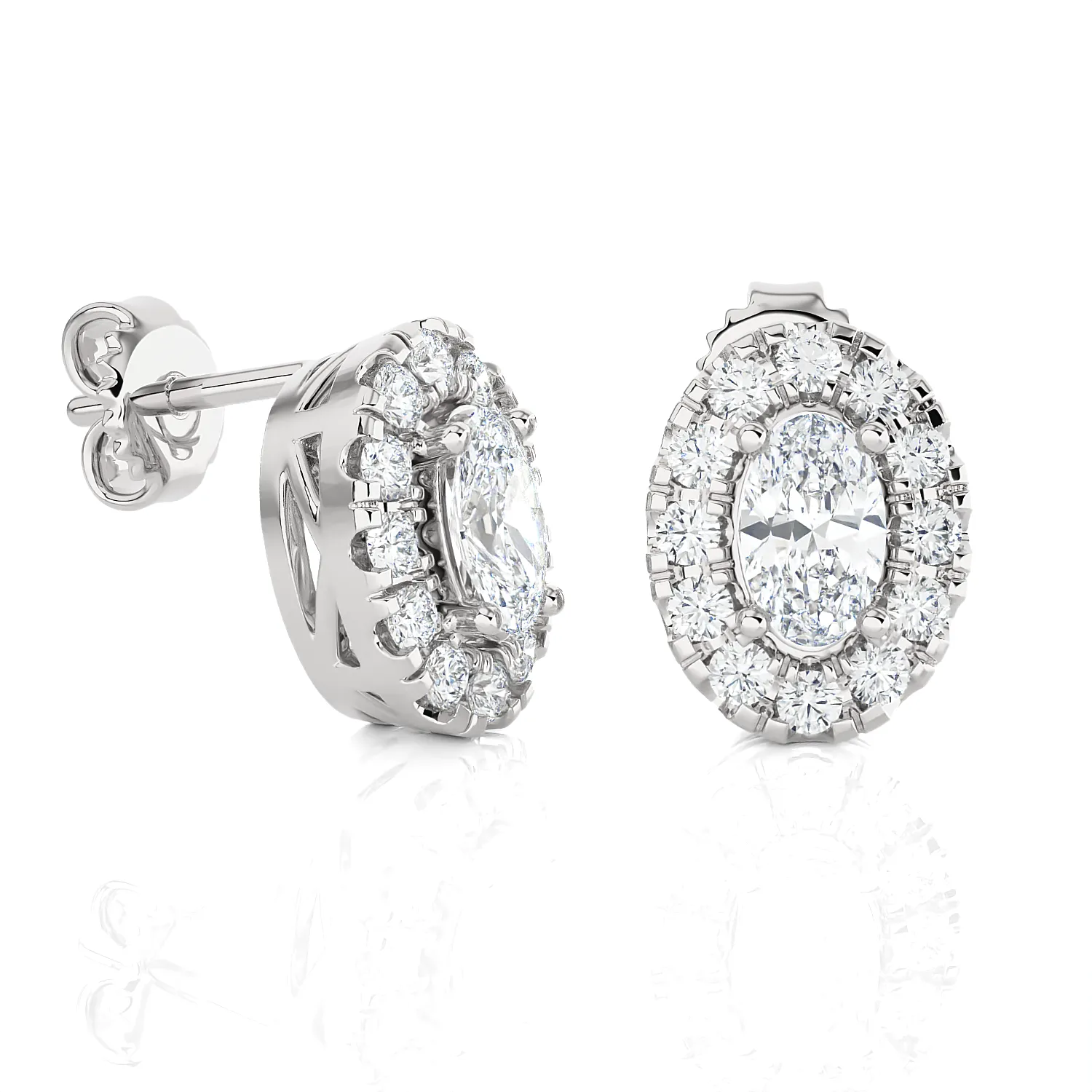 Oval Lab Grown Diamond Halo Stud Earrings