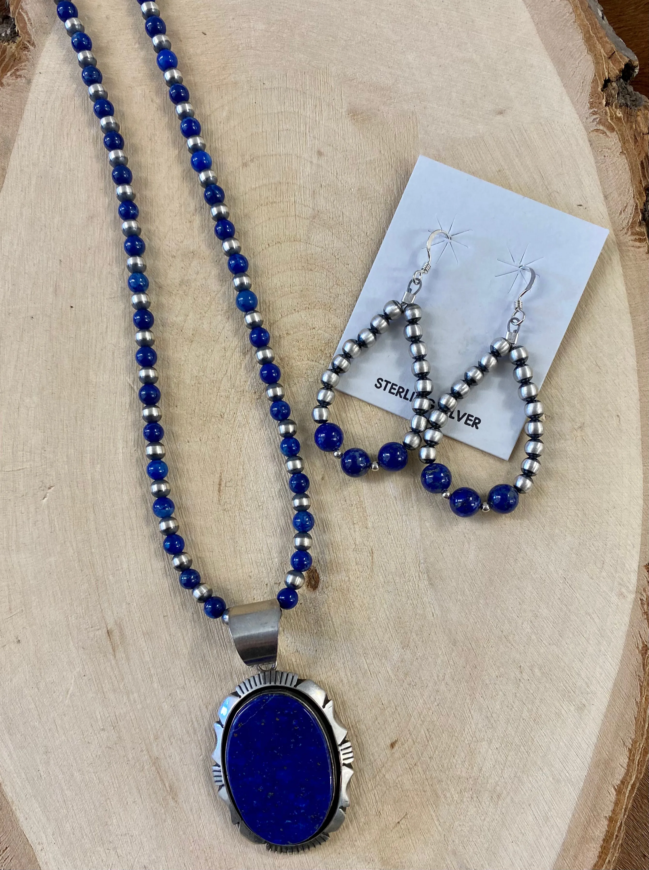 The Amelia 20” Inch Lapis and Navajo Pearl Necklace